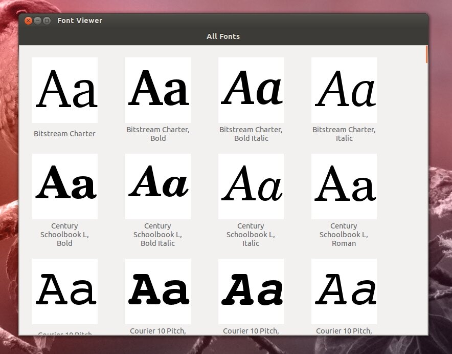 ubuntu font-viewer